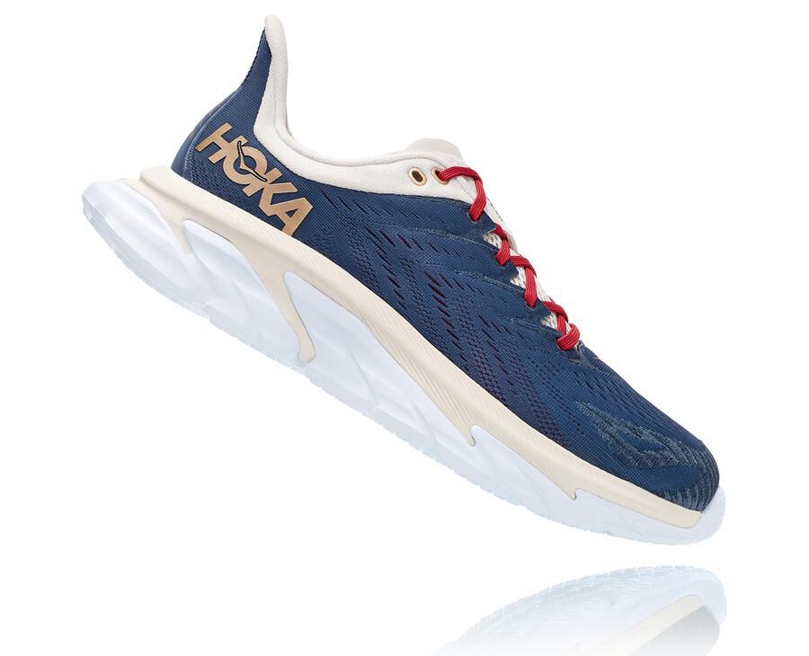 Hoka Australia One One Clifton Edge - Womens Running Shoes Blue/White - HQJPM-1086